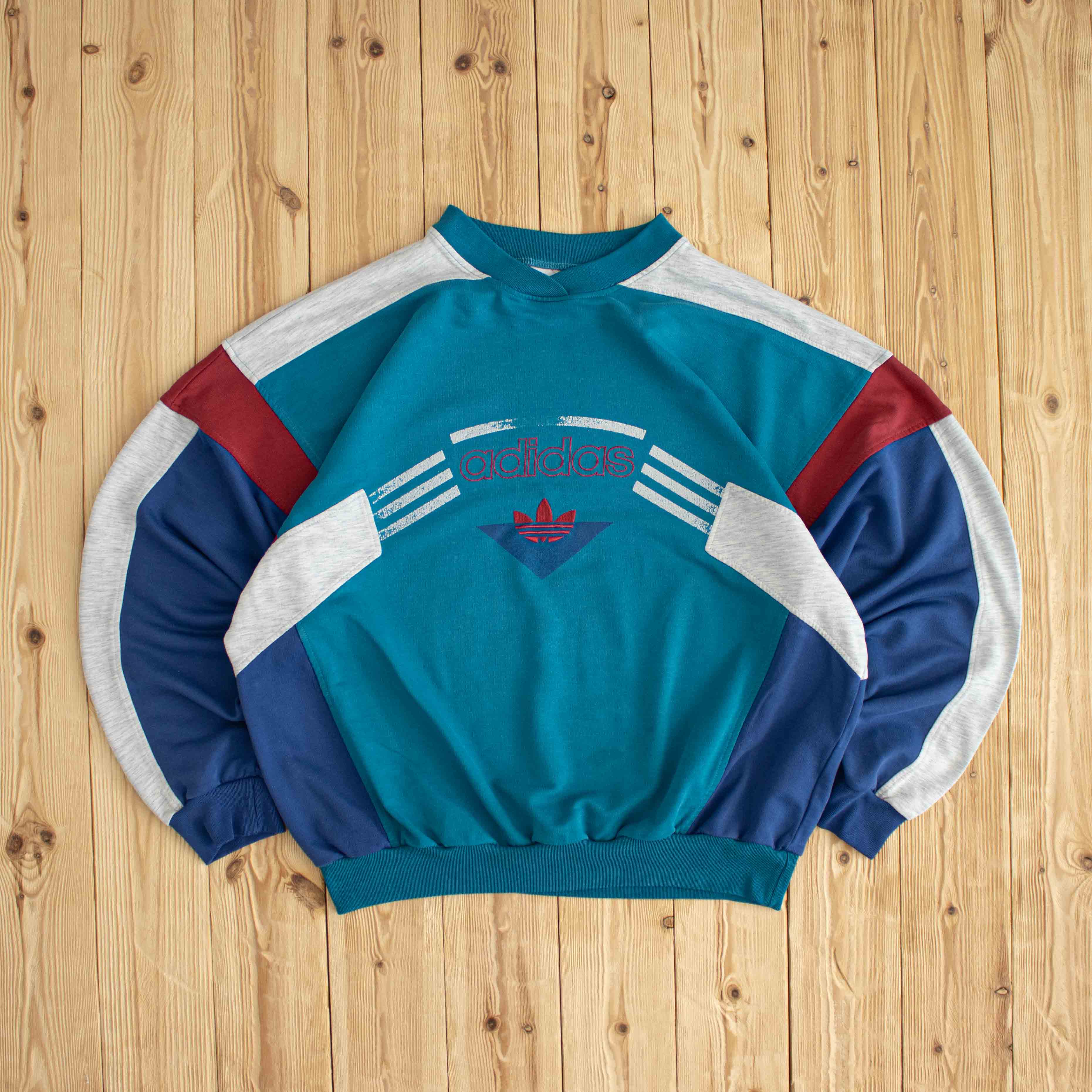 (L) Adidas Vintage Embroidered Sweatshirt Blue