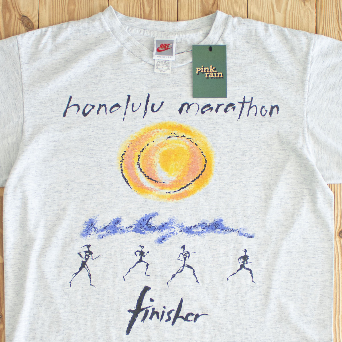 (M) 1993 Nike Honolulu Marathon Finisher Vintage T-Shirt Gray