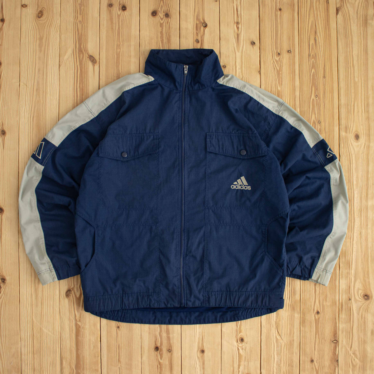 (L) Adidas Vintage Embroidered Jacket Blue