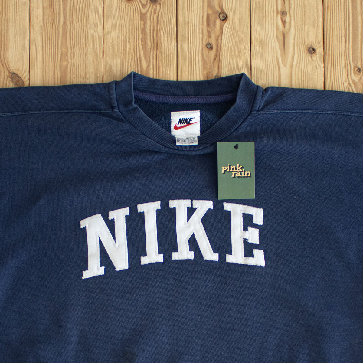 (XL) Nike Spell Out Vintage Embroidered Sweatshirt Blue