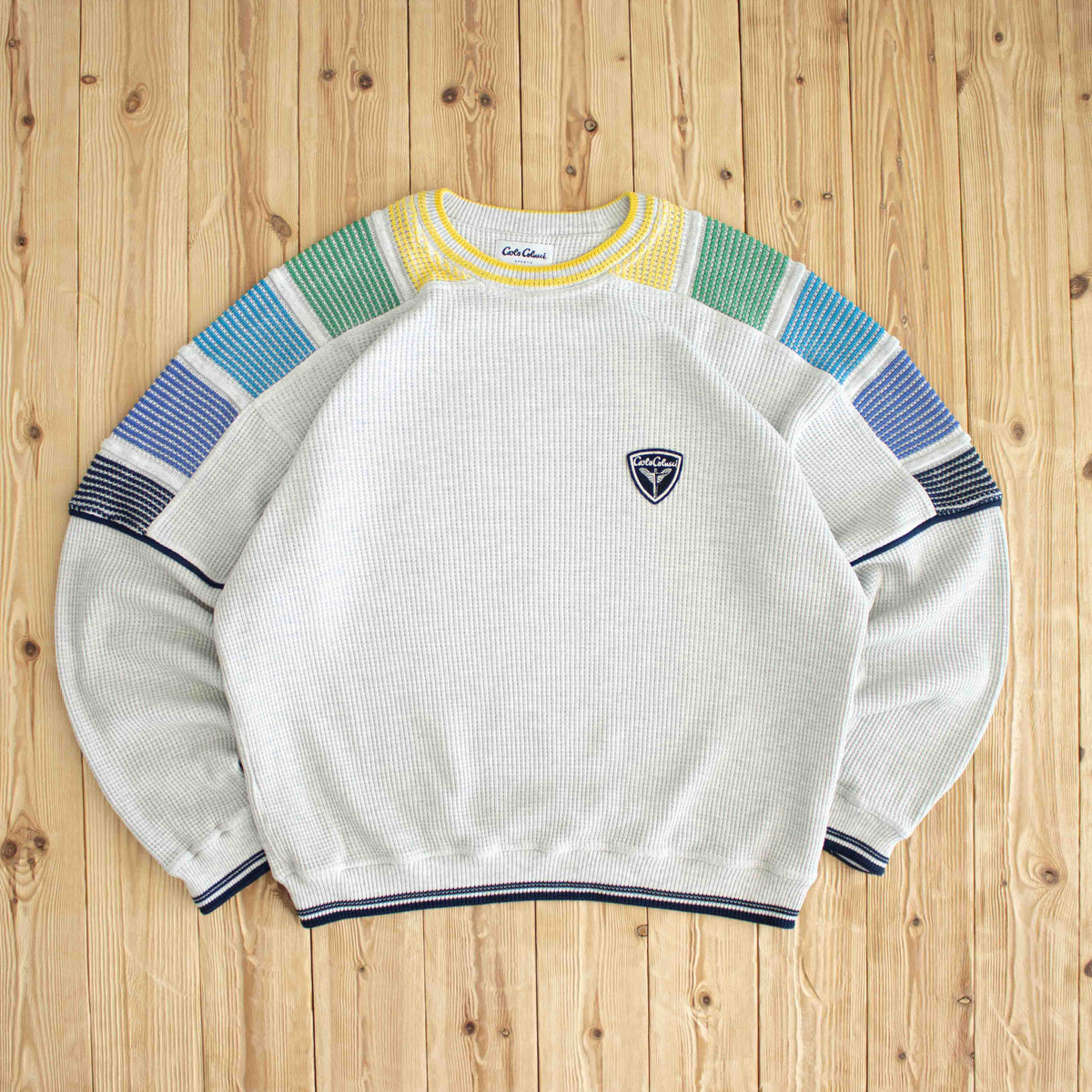 (XL) Carlo Colucci Sports Vintage Embroidered Sweater Beige