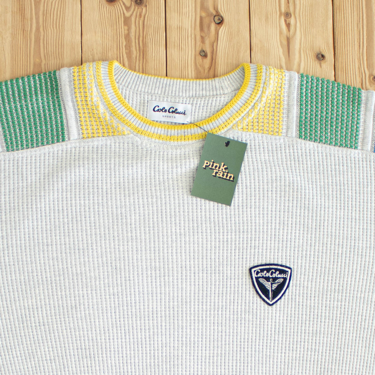 (XL) Carlo Colucci Sports Vintage Embroidered Sweater Beige