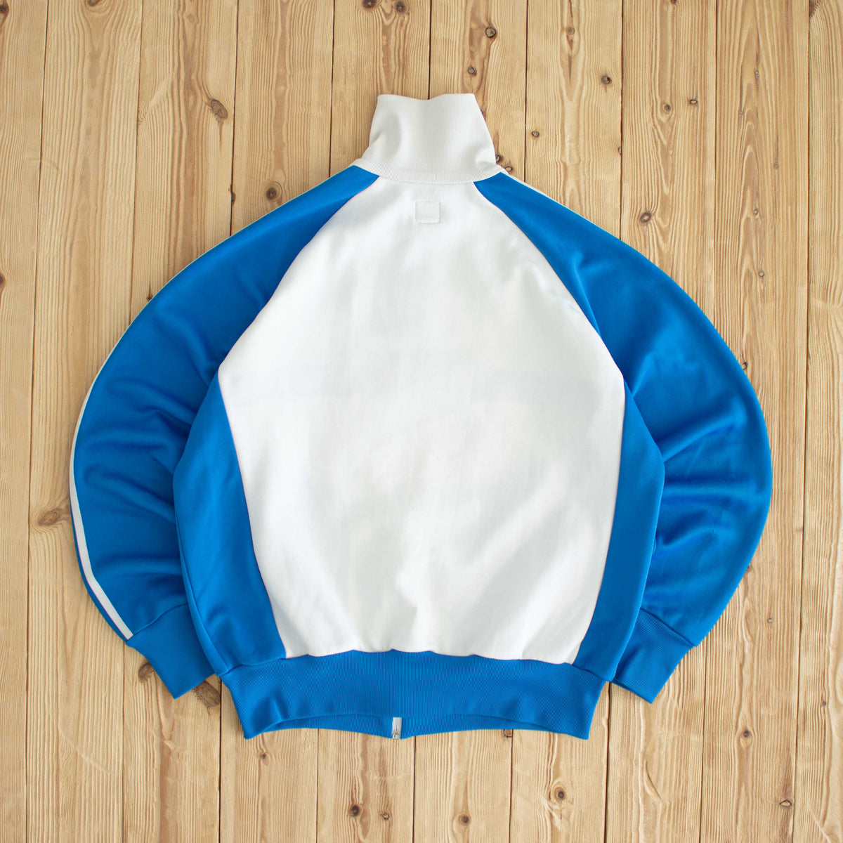 (M) Adidas Vintage Embroidered Full-Zip Sweatshirt White Blue