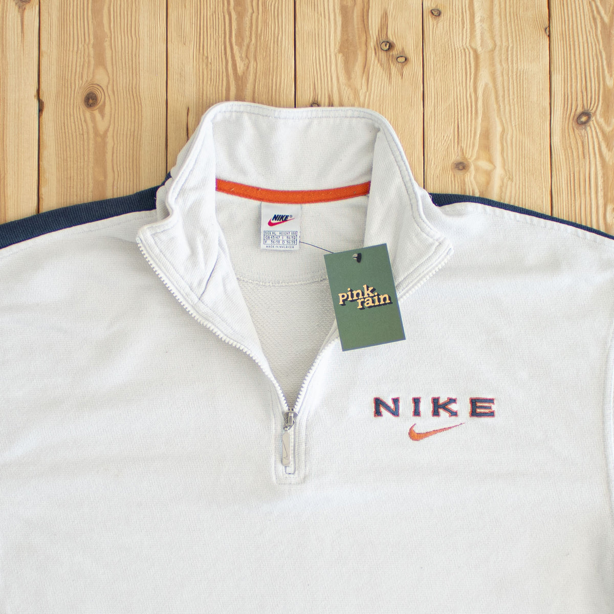 (L) Nike Vintage Embroidered Quarter-Zip White