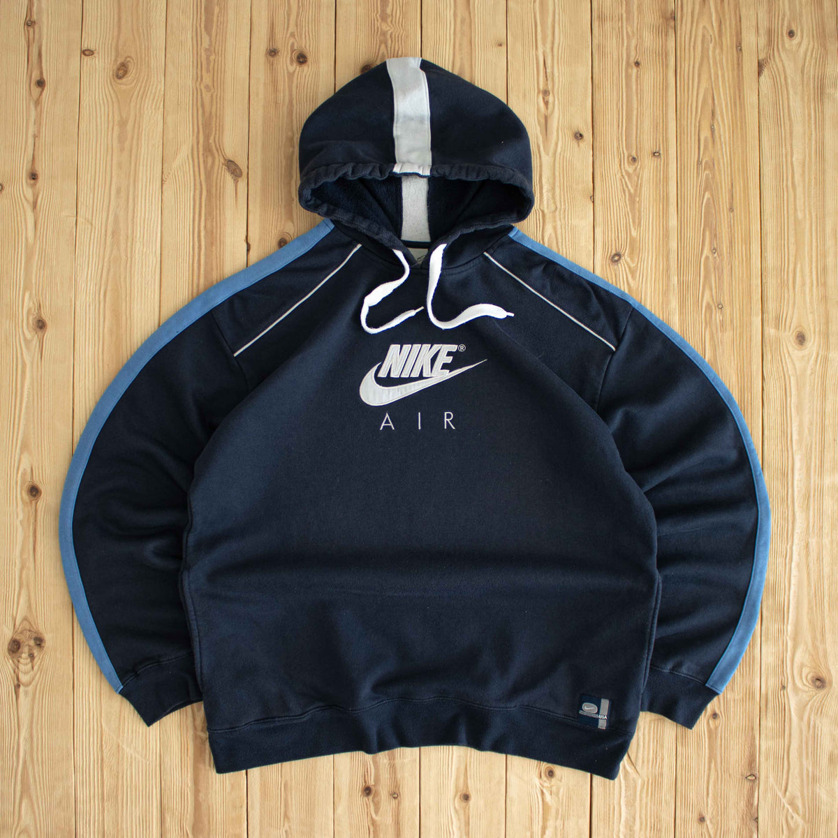 (L/XL) Nike Air Vintage Embroidered Hoodie Blue
