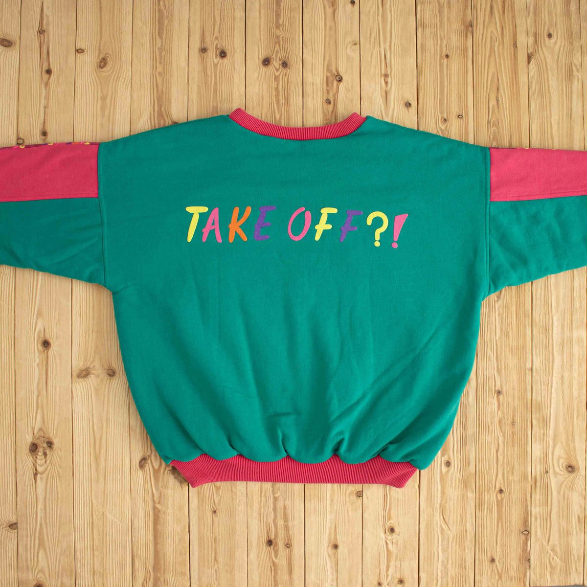 (L/XL) Adidas Take Off 'No Rats' Vintage Puff Sweatshirt Green Pink