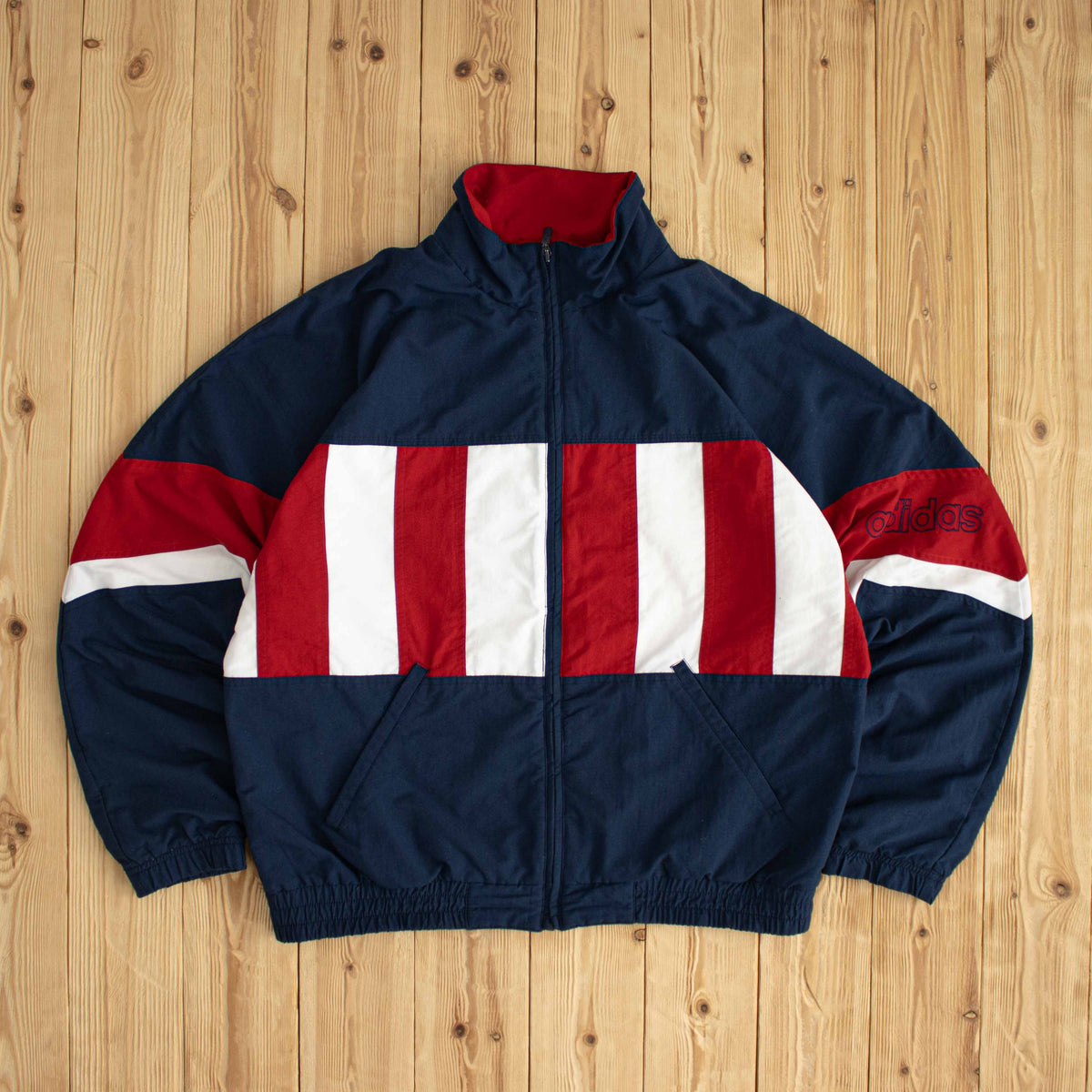 (L) Adidas Vintage Embroidered Jacket Blue