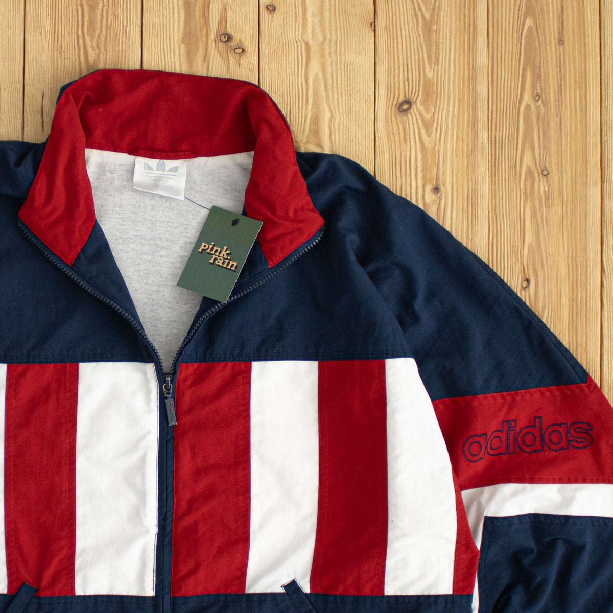 (L) Adidas Vintage Embroidered Jacket Blue