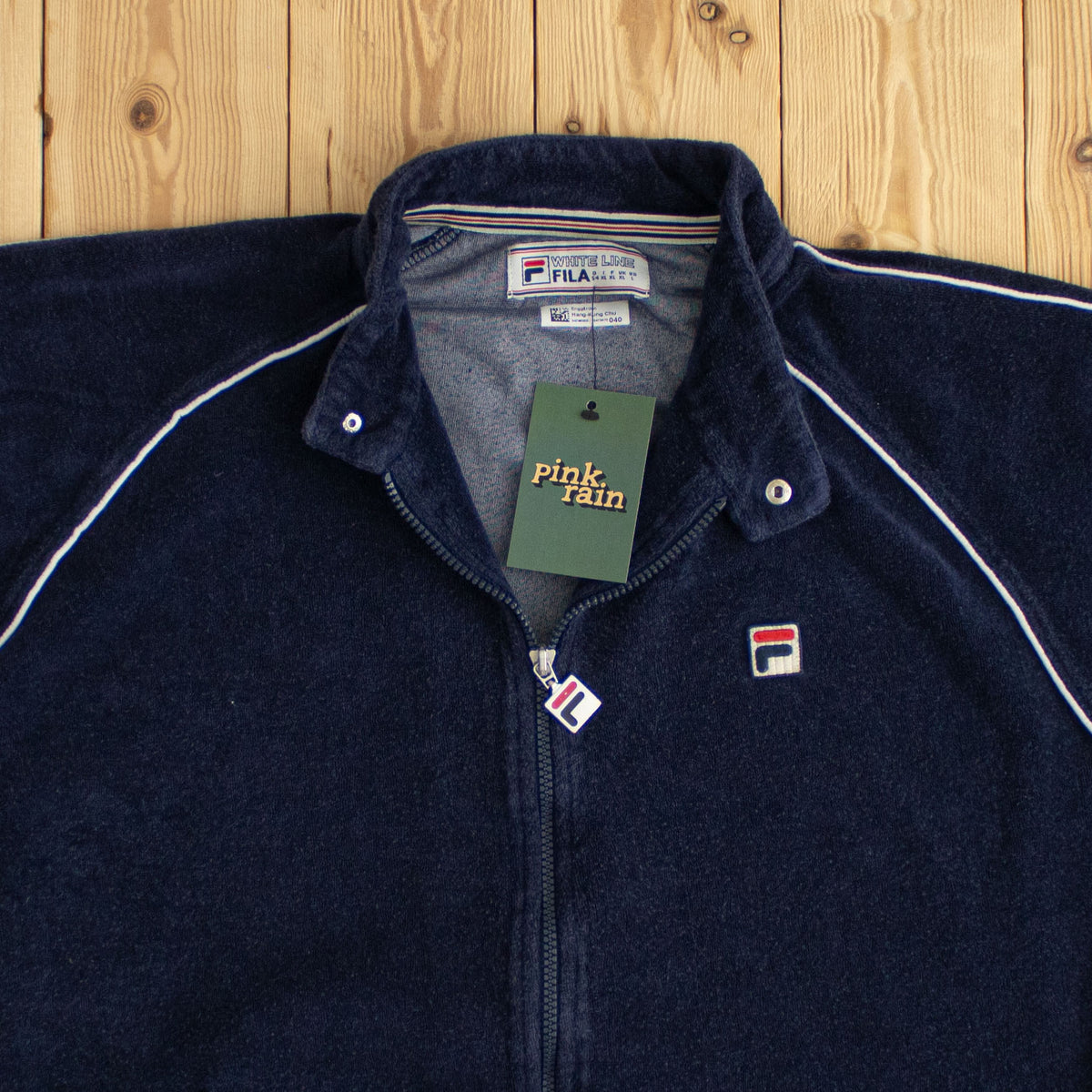 (M) Fila Vintage Embroidered Full-Zip Sweatshirt Blue