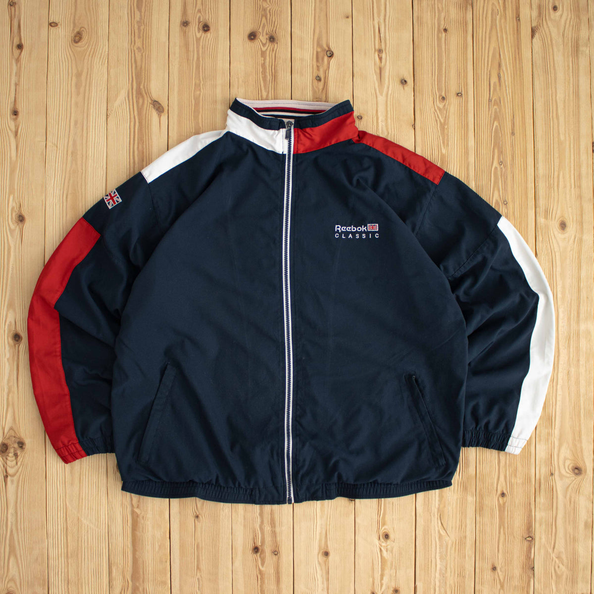 (L/XL) Reebok Classic Vintage Embroidered Jacket Blue