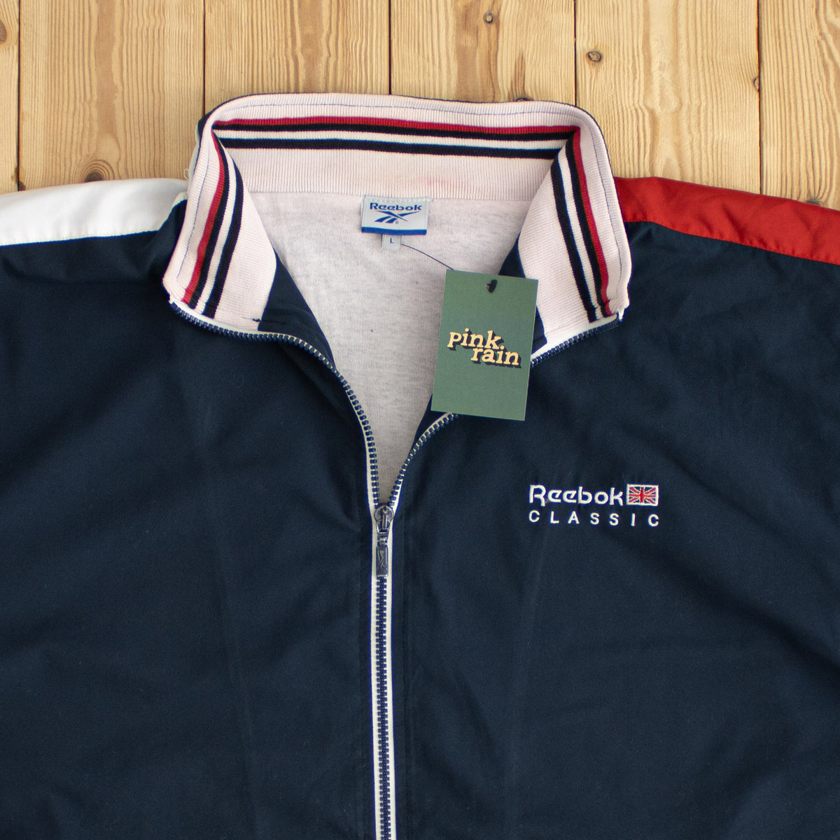 (L/XL) Reebok Classic Vintage Embroidered Jacket Blue