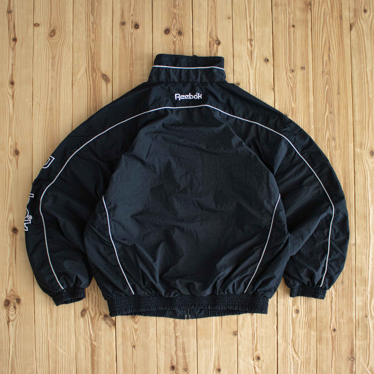 (M) Reebok Logo Vintage Embroidered Track Jacket Black