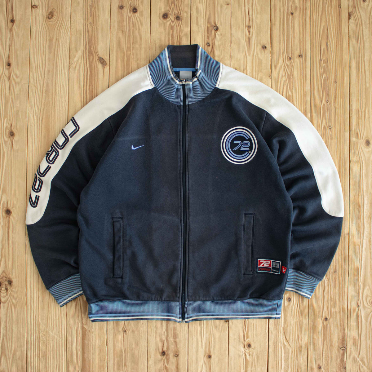 (L) Nike Cortez 72 Vintage Embroidered Full-Zip Sweatshirt Blue