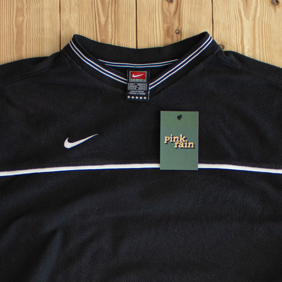 (S/M) Nike Team Vintage Essential Embroidered Fleece Sweatshirt Black