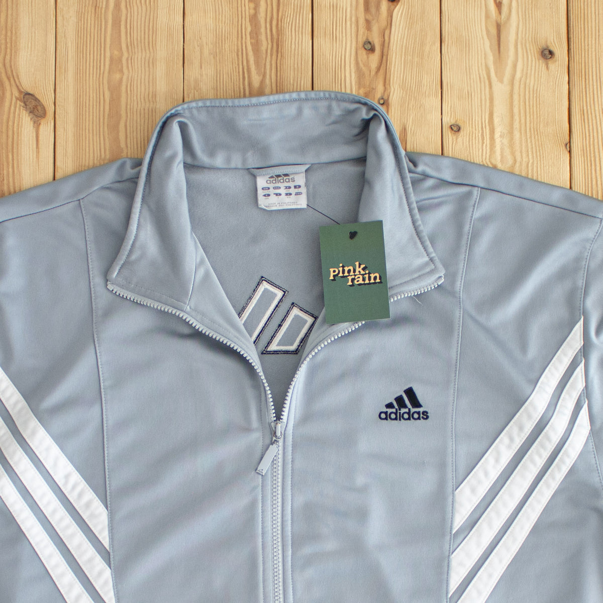 (XL) Adidas Vintage Embroidered Full-Zip Sweatshirt Gray