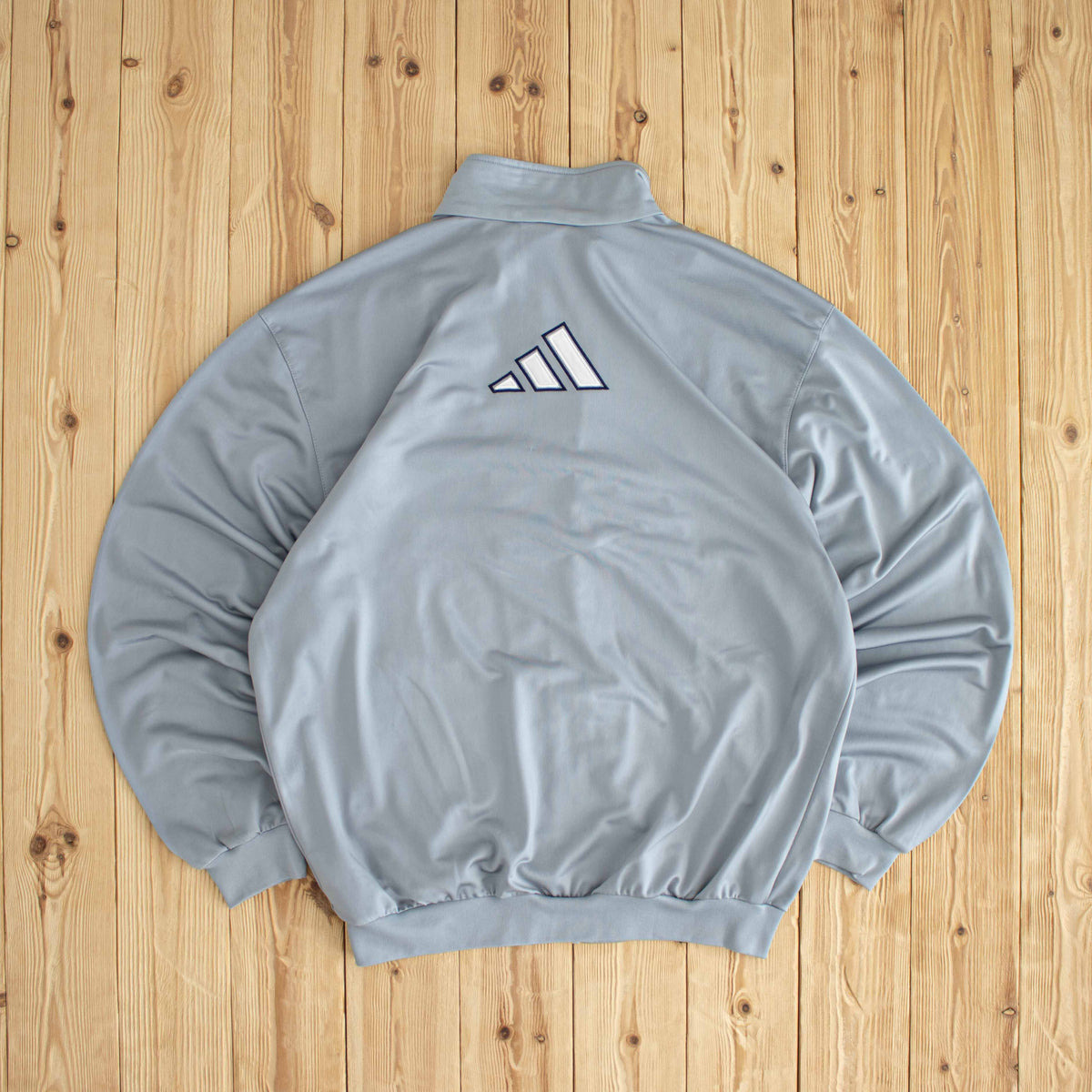 (XL) Adidas Vintage Embroidered Full-Zip Sweatshirt Gray