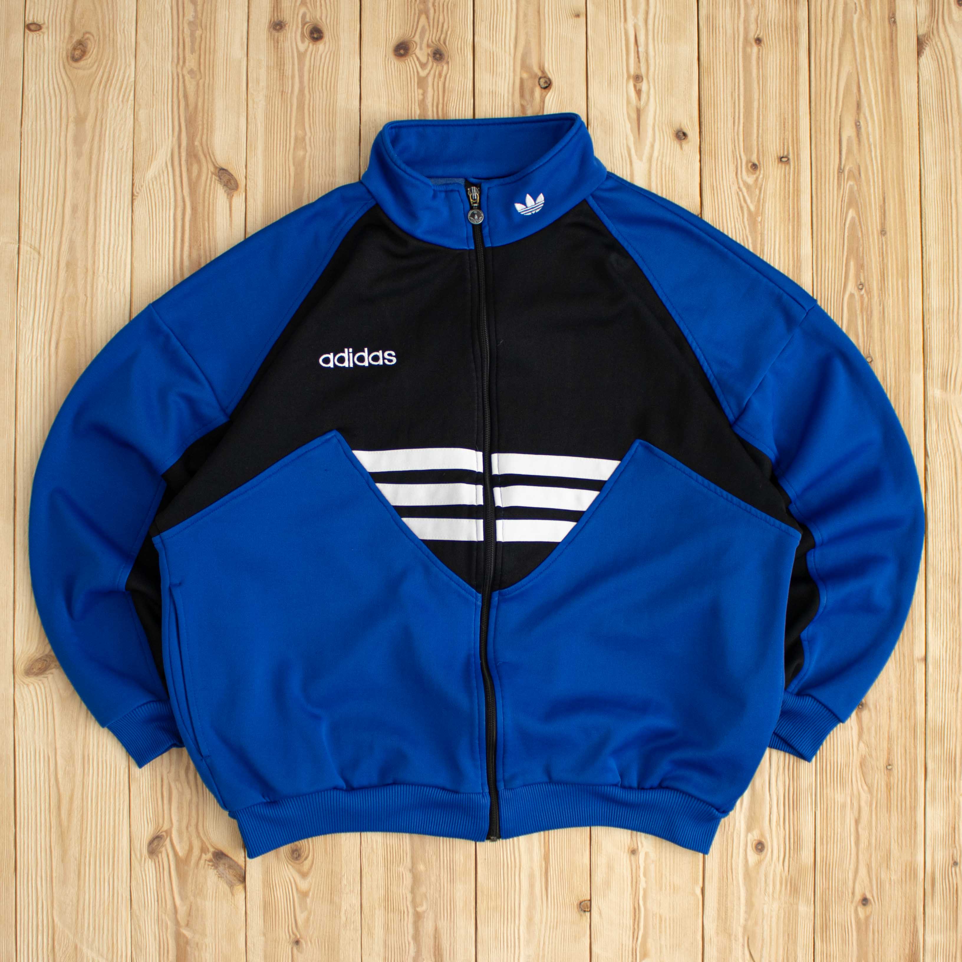 (L) Vintage Adidas Embroidered Full-Zip Sweatshirt