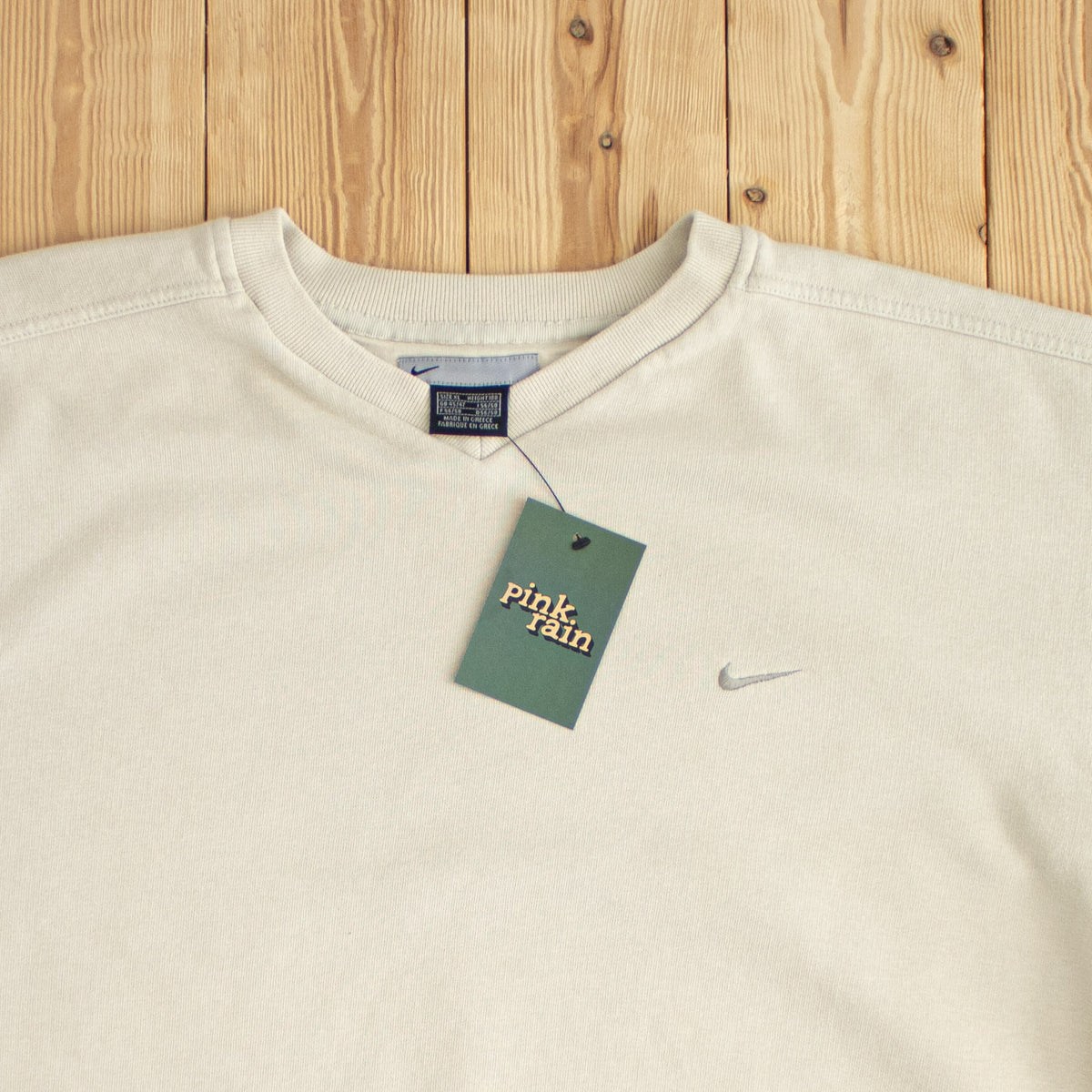 (XL) Nike Swoosh Vintage Embroidered Essential Sweatshirt Beige