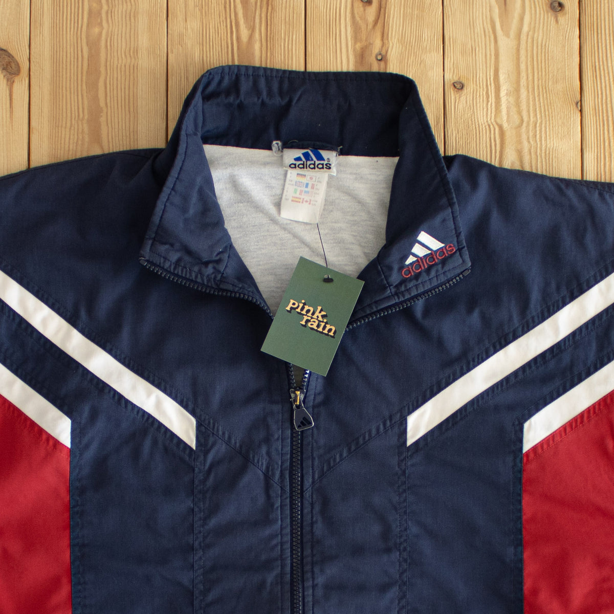 (L) Adidas Side Striped Vintage Embroidered Jacket Blue