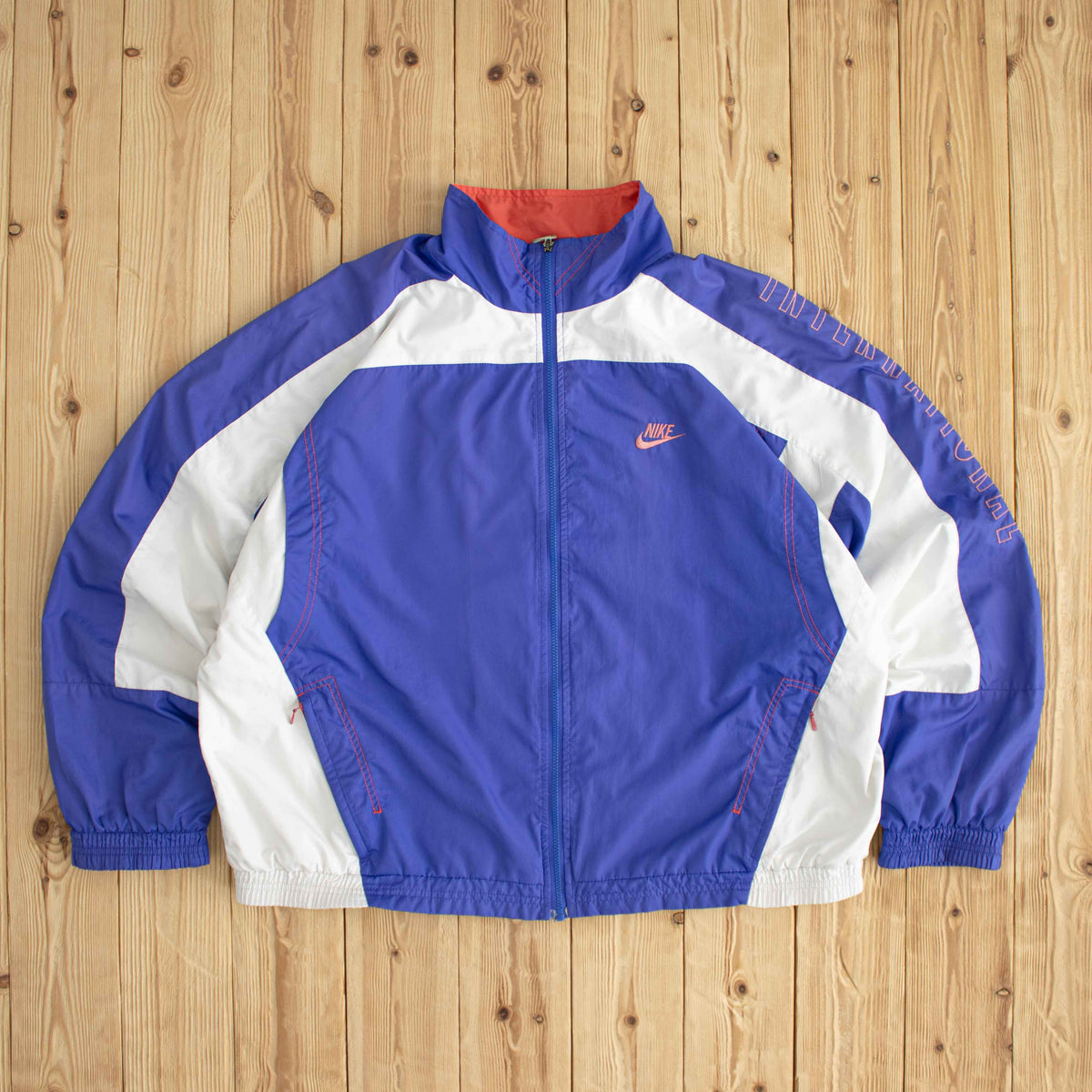 (L/XL) Nike International Vintage Embroidered Jacket Purple Blue