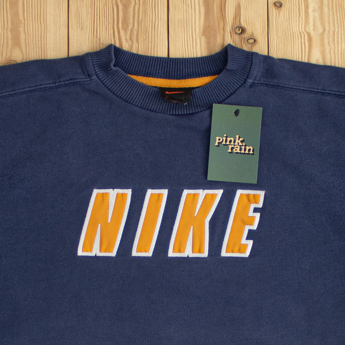 (S/M) Nike Spell Out Vintage Embroidered Sweatshirt Blue
