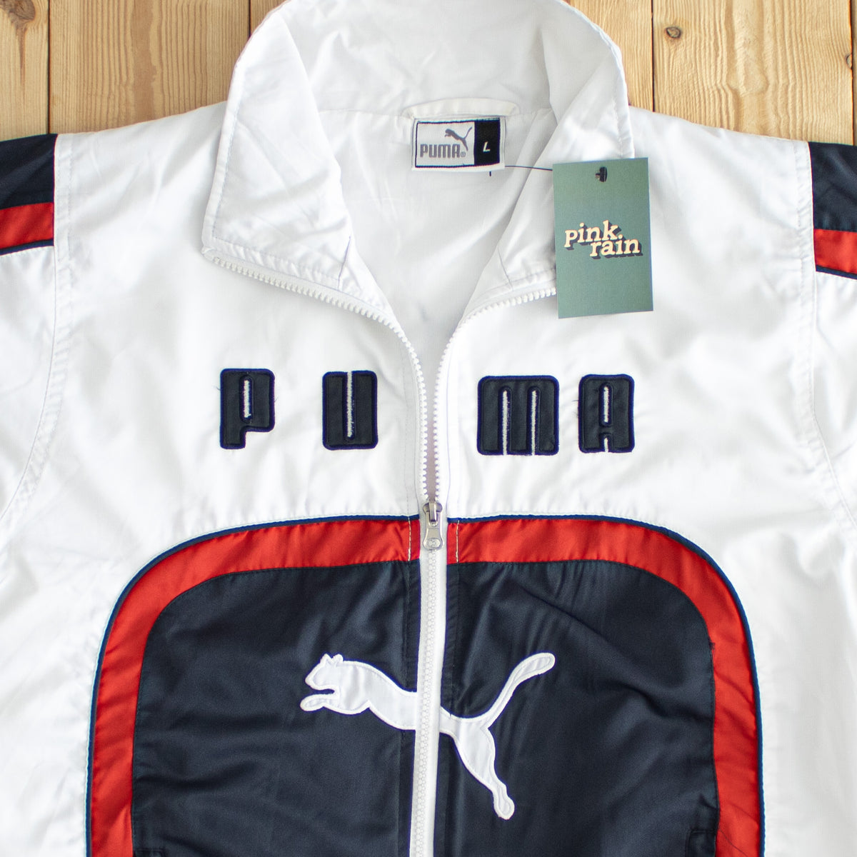 (S/M) Puma Vintage Embroidered Jacket White Black