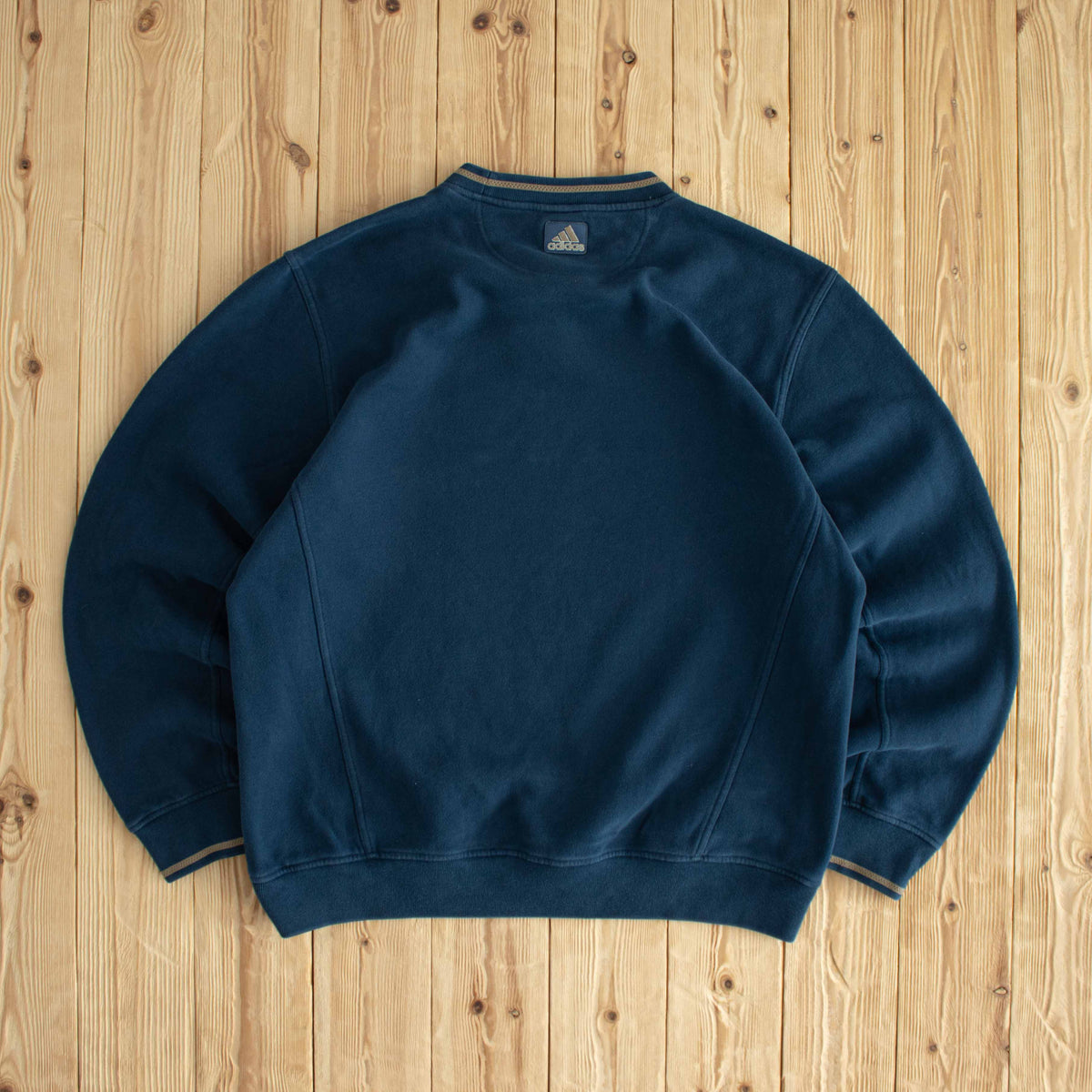 (L) Adidas Logo Vintage Embroidered Sweatshirt Blue