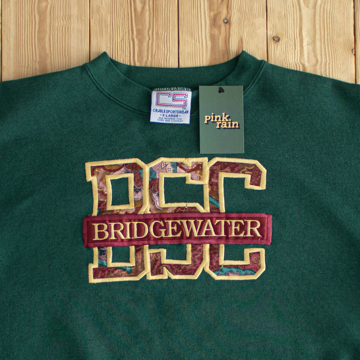 (M/L) Crable Sportswear Bridgewater Vintage Embroidered Sweatshirt Green