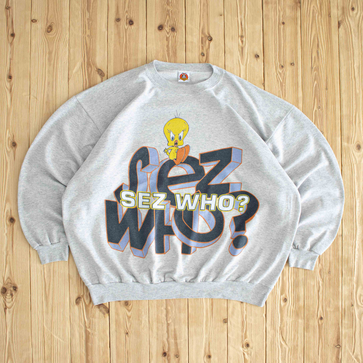 (XL) Looney Tunes 'Sez Who?' Tweety Vintage Sweatshirt Gray