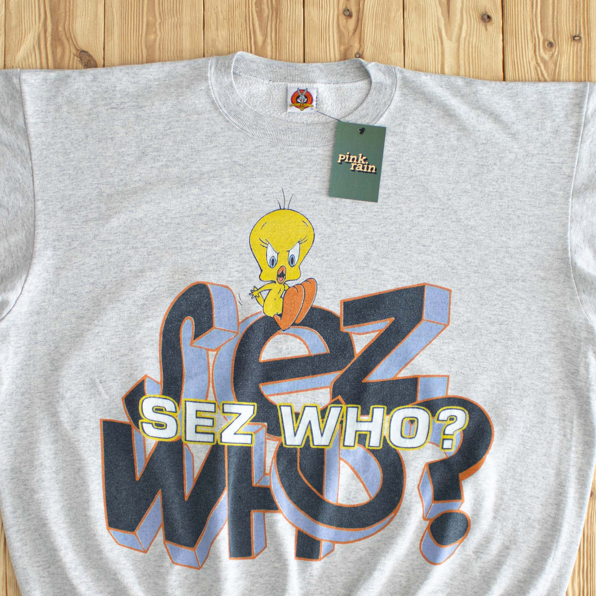 (XL) Looney Tunes 'Sez Who?' Tweety Vintage Sweatshirt Gray