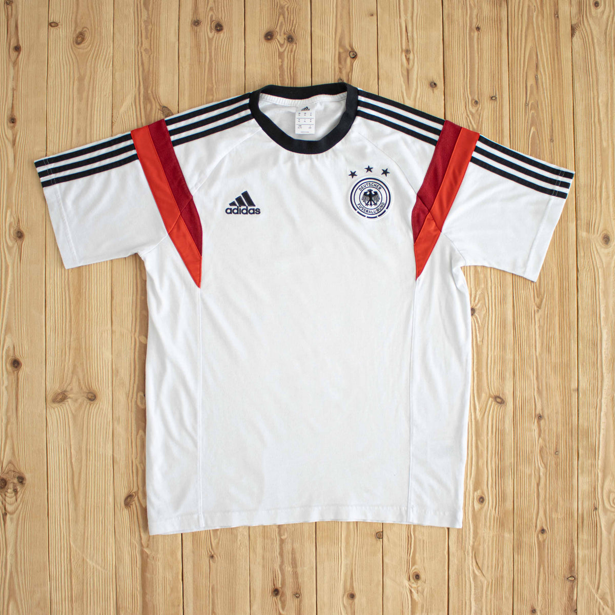 (L) Adidas Deutscher Fussball-Bund Embroidered T-Shirt White