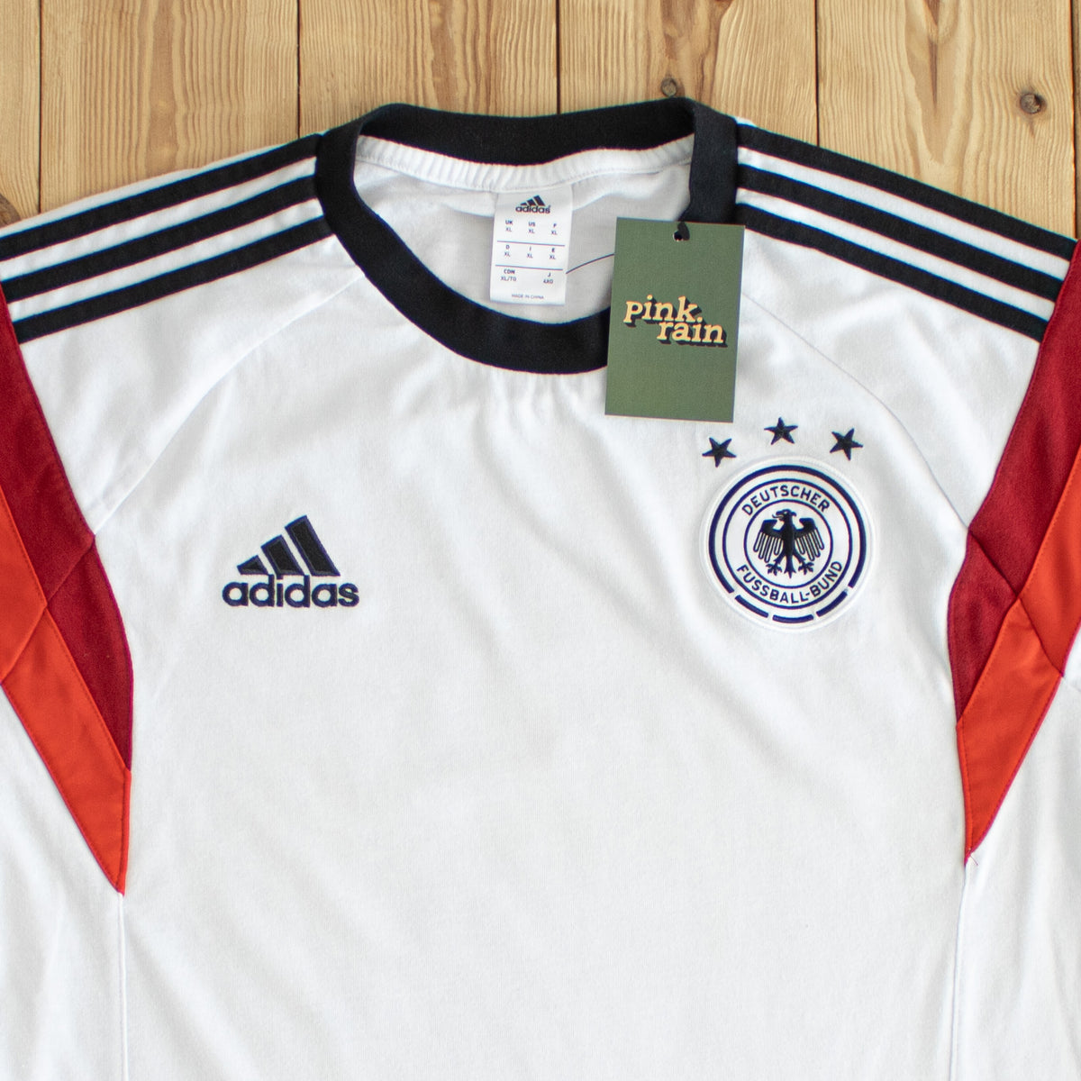 (L) Adidas Deutscher Fussball-Bund Embroidered T-Shirt White