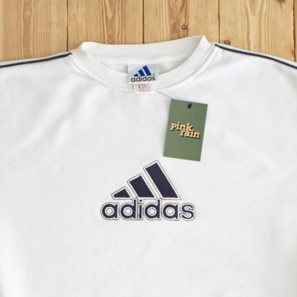 (M) Adidas Logo Vintage Embroidered Sweatshirt White