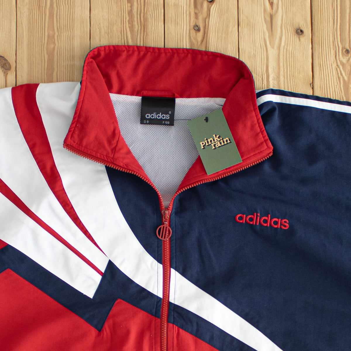 (XL) Adidas Side Striped Vintage Embroidered Jacket Red