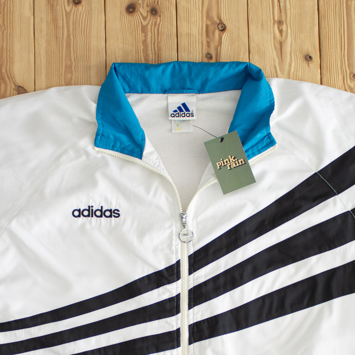 (XL) Adidas Striped Vintage Embroidered Jacket White