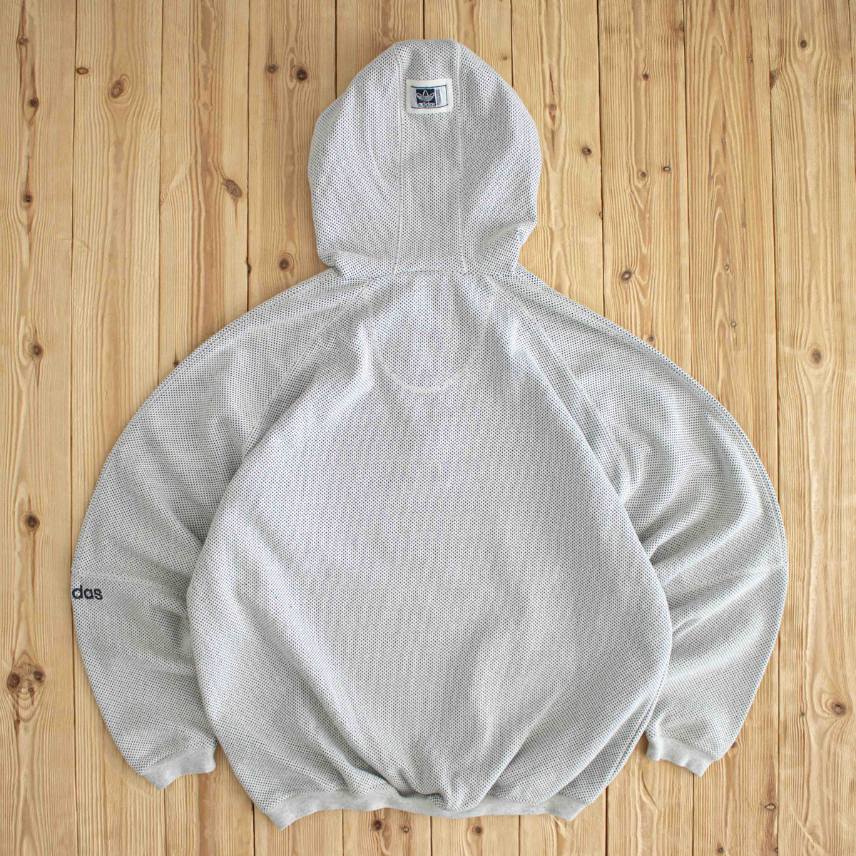 (XL) Adidas Vintage Embroidered Quarter-Zip Hoodie Gray