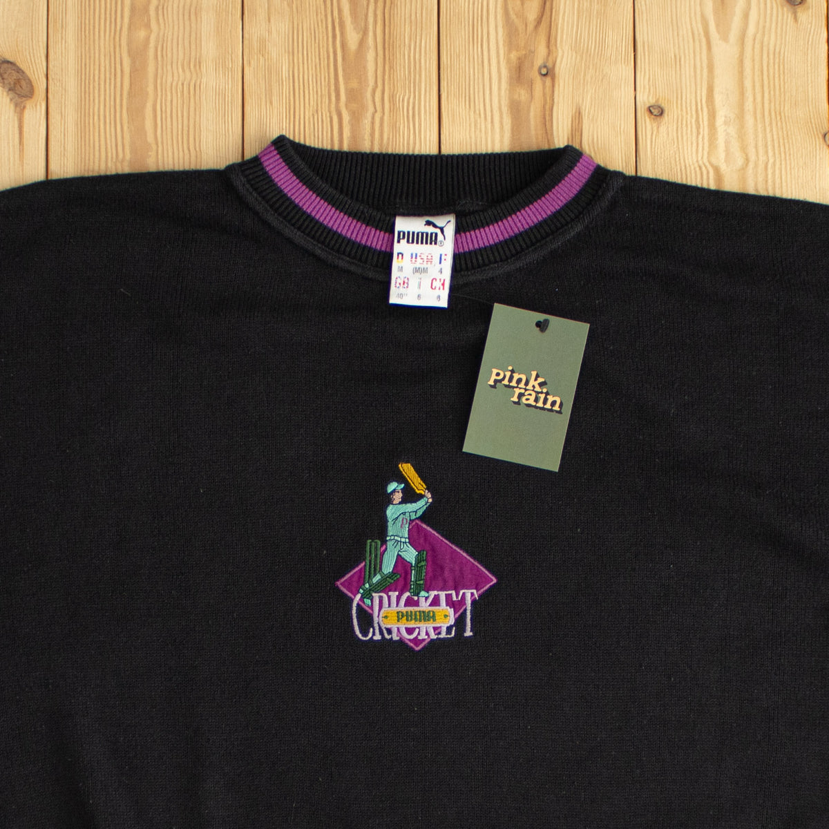 (M) Puma Cricket Vintage Embroidered Sweater Black