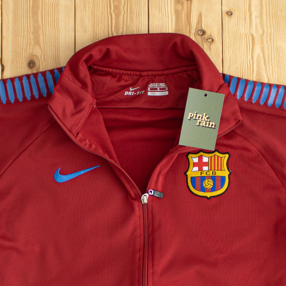 (S/M) Nike F.C. Barcelona Embroidered Full-Zip Sweatshirt Red