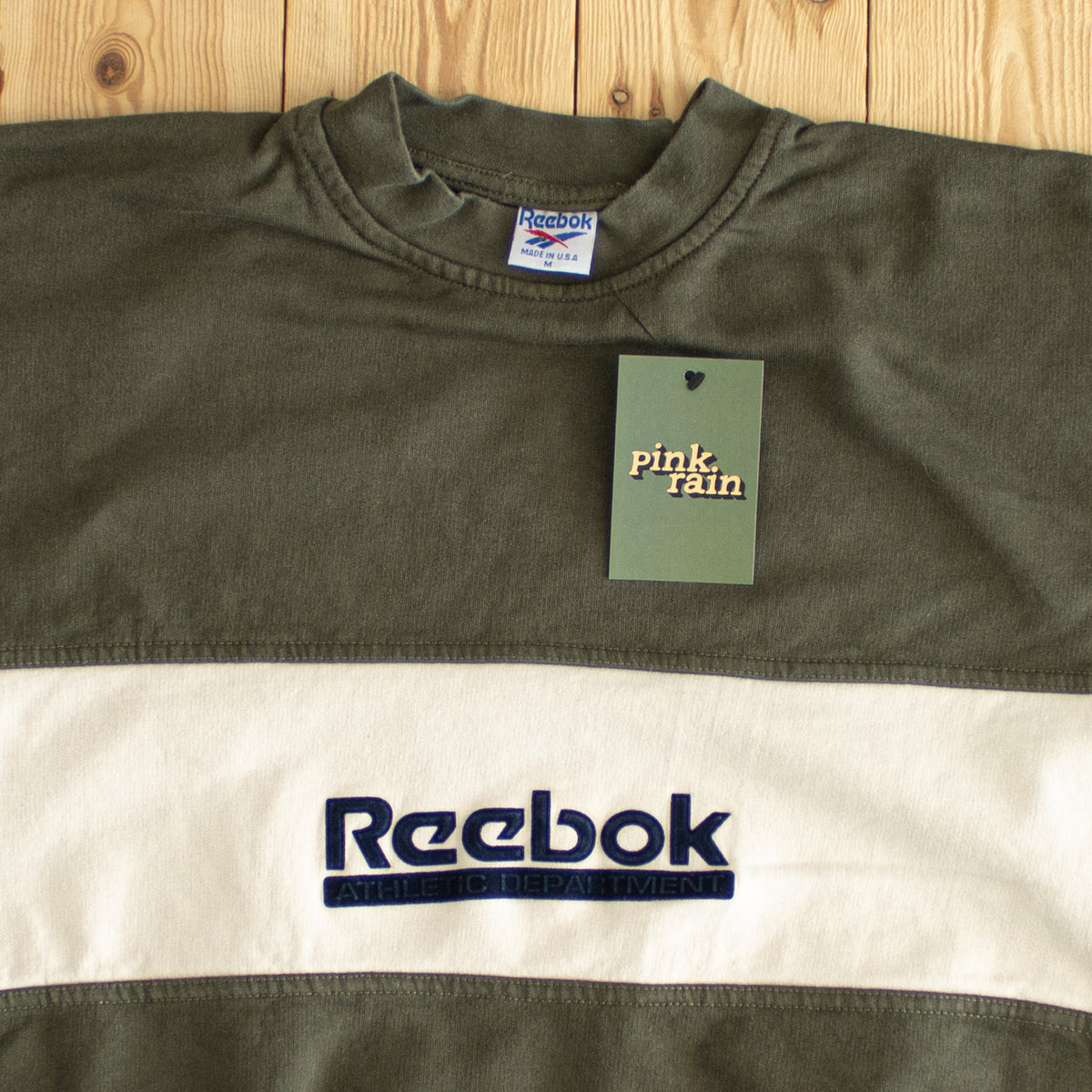 (S/M) Reebok Athletic Department Vintage Sweatshirt Khaki Green