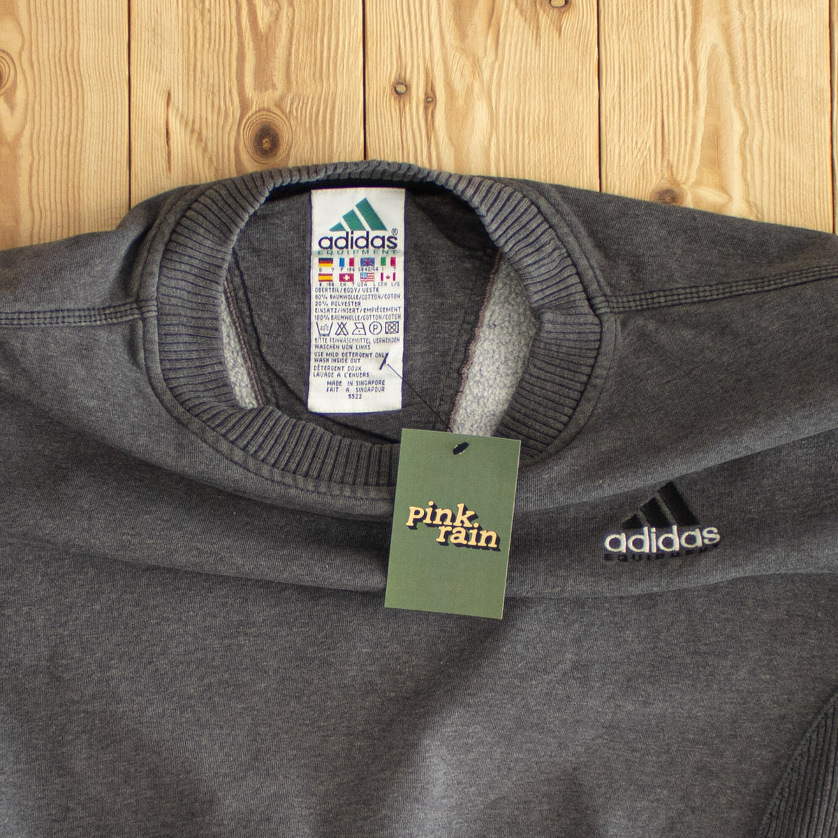 (M/L) Adidas Equipment Vintage Essential Embroidered Sweatshirt Gray