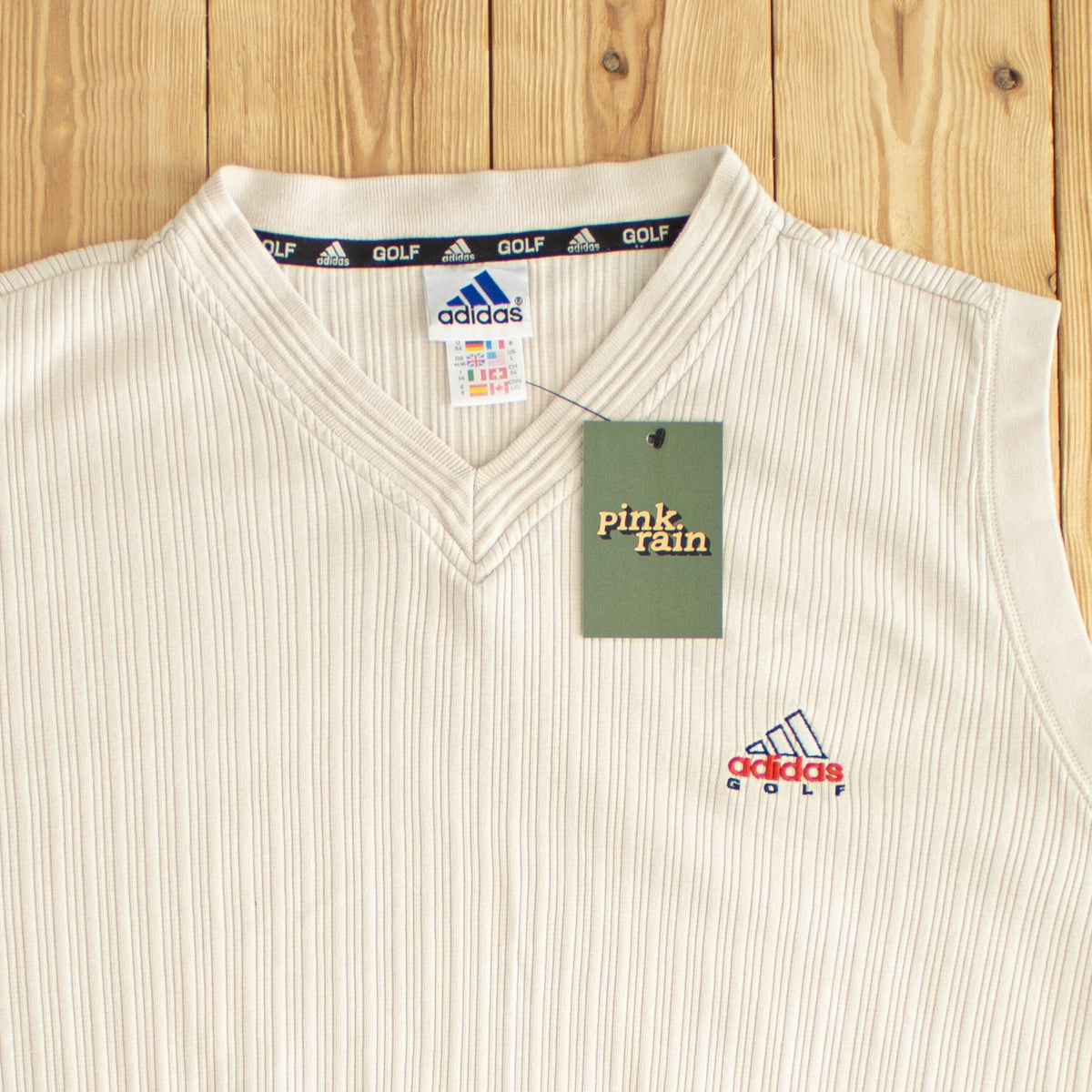 (L) Adidas Golf Vintage Embroidered Vest Beige