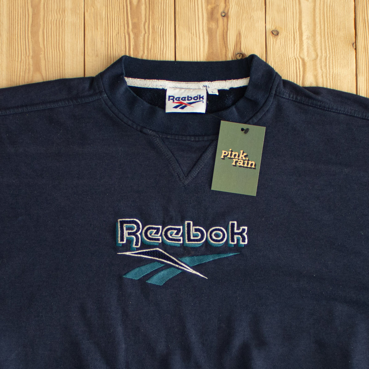 (M/L) Reebok Logo Vintage Embroidered Sweatshirt Blue