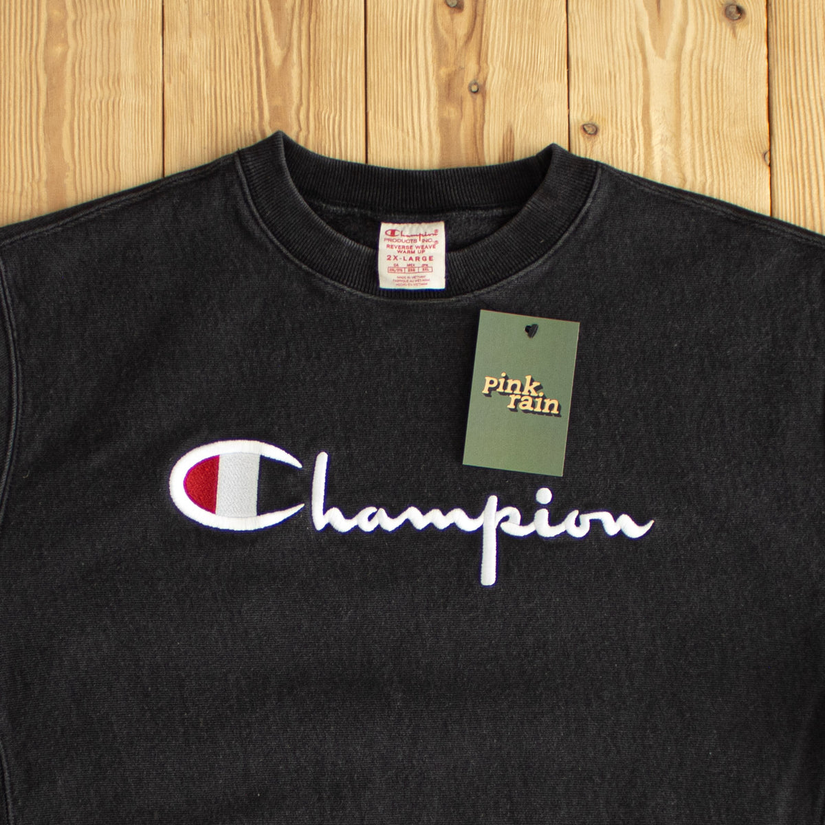 (M) Champion Reverse Weave Spell Out Vintage Embroidered Heavyweight Sweatshirt Black