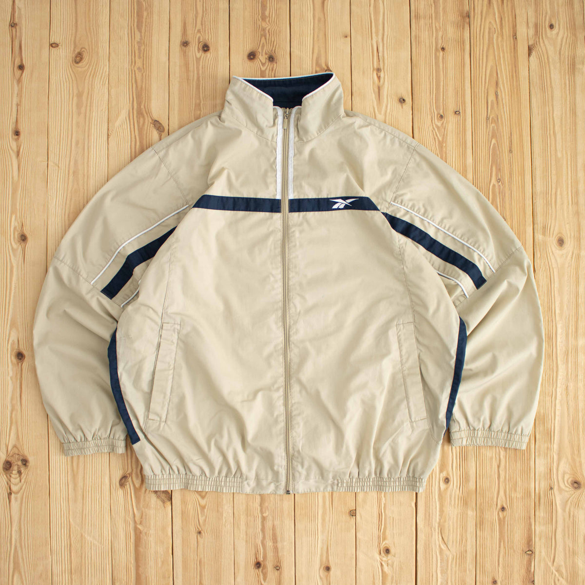 (L/XL) Reebok Vintage Embroidered Jacket Beige