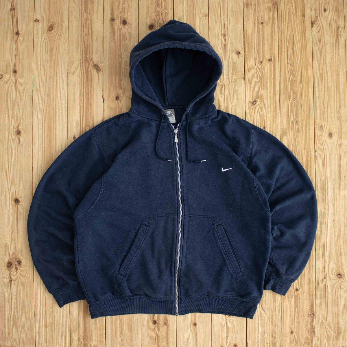 (L) Nike Vintage Essential Embroidered Full-Zip Hoodie Blue