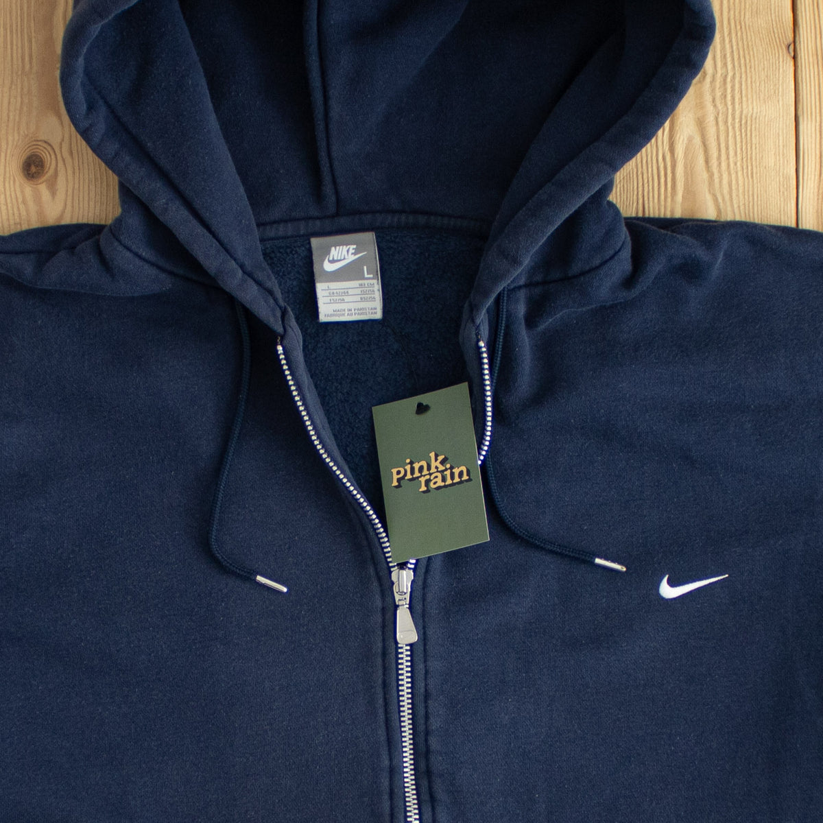 (L) Nike Vintage Essential Embroidered Full-Zip Hoodie Blue