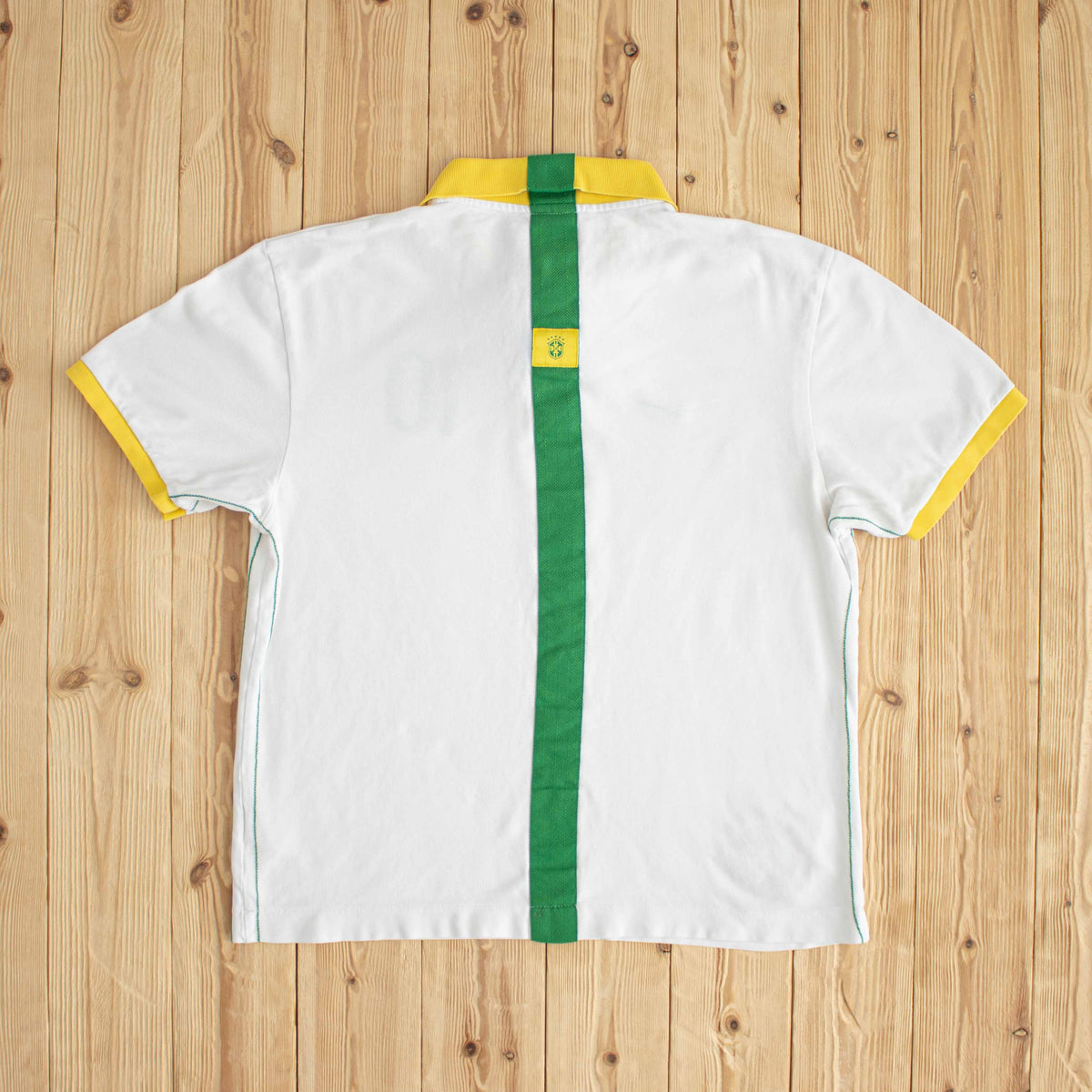 (L) Nike Brasil No. 10 Vintage Embroidered Polo T-Shirt White