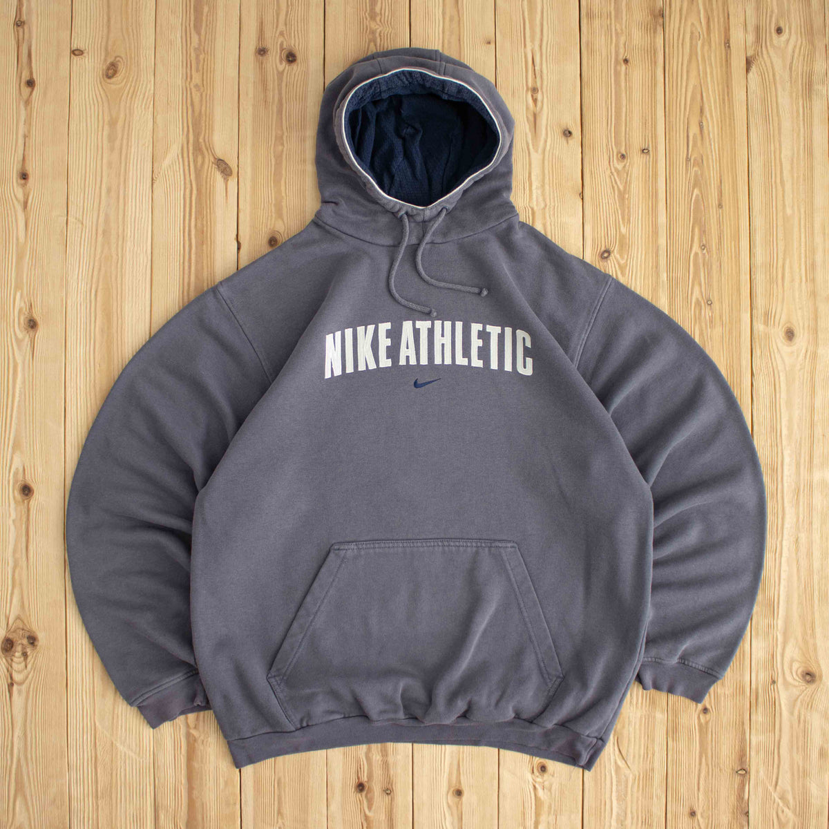 (L/XL) Nike Athletic Vintage Embroidered Hoodie Gray