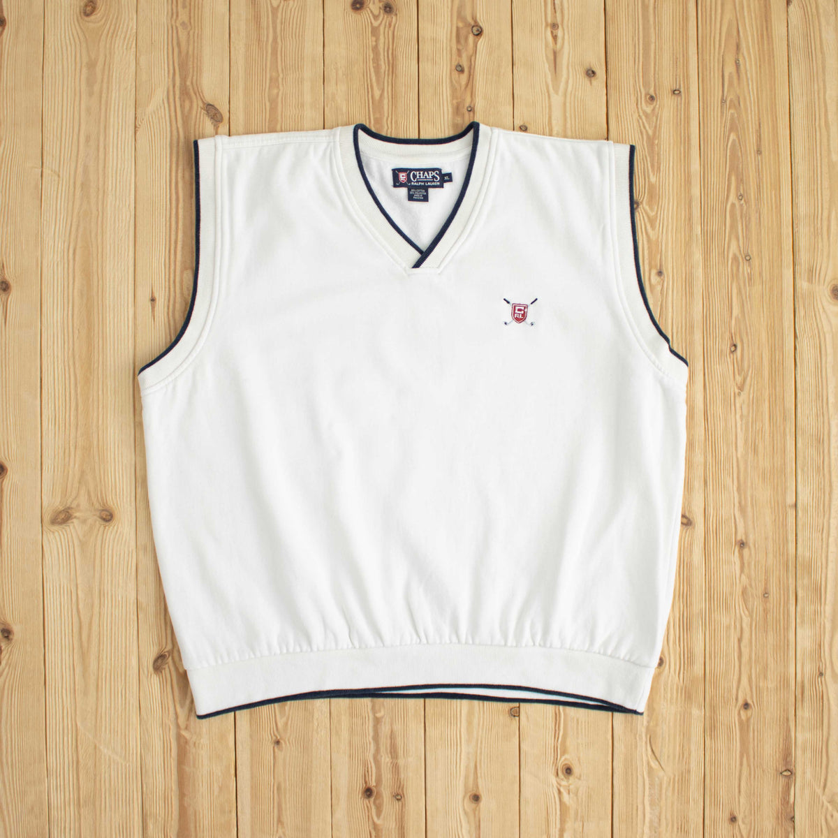 (XL) Chaps Ralph Lauren Vintage Embroidered Vest White