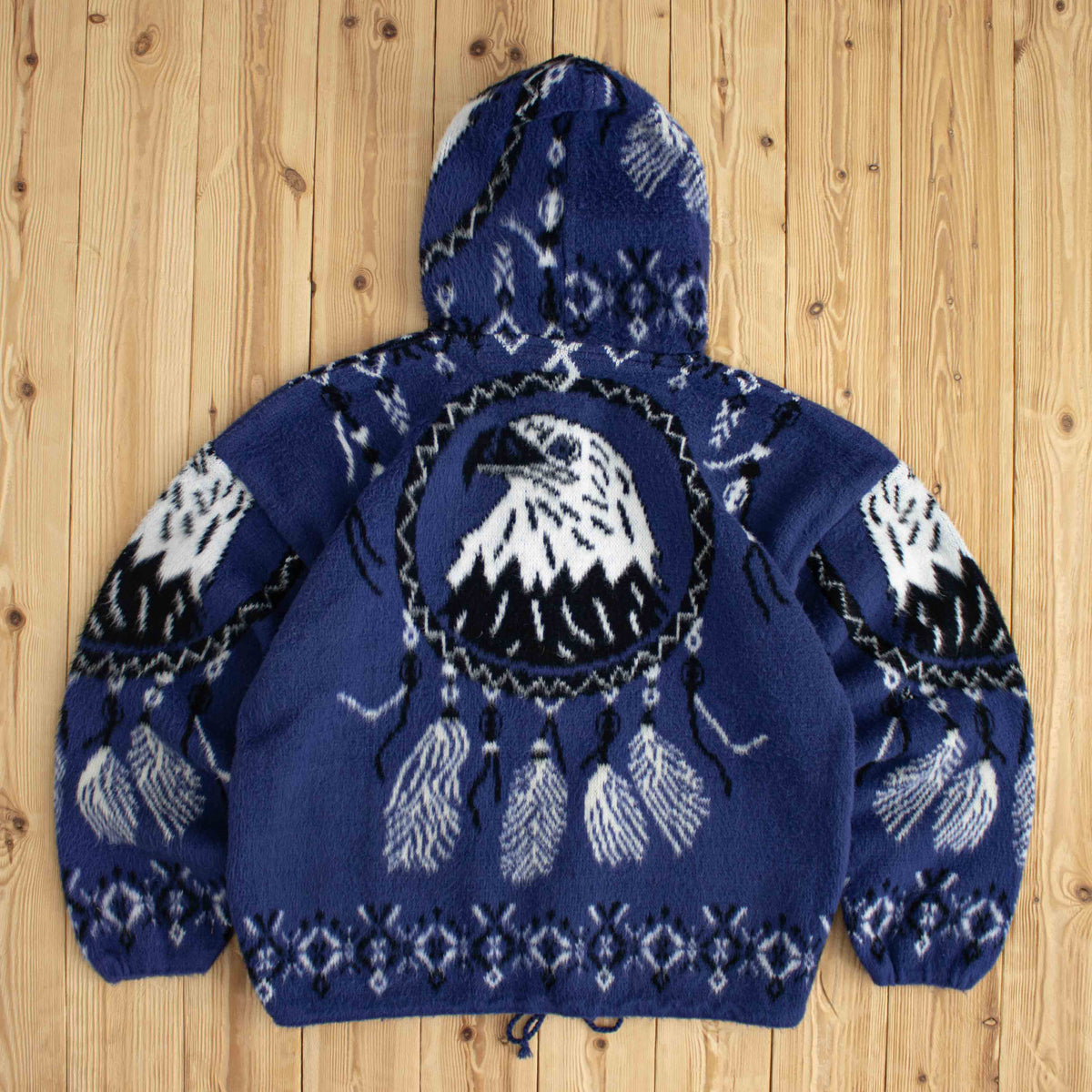 (M/L) Wuayra Native Eagle Vintage Fleece Full-Zip Jacket Blue